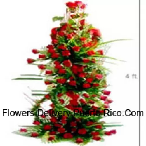 4 Feet Tall Basket Of 251 Red Roses