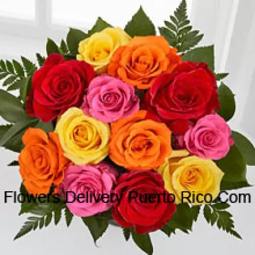 Bunch Of 11 Mixed Colored Roses